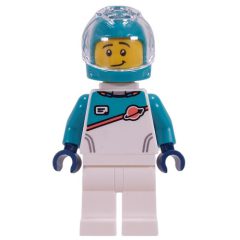 Minifigurka LEGO Astronaut, White/Dark Turquoise Suit, Dark Turquoise Helmet, Neck Bracket