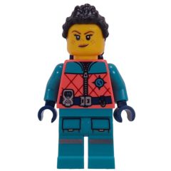 Minifigurka LEGO Arctic Explorer, Coral Torso, Dark Turquoise Legs, Black Hair