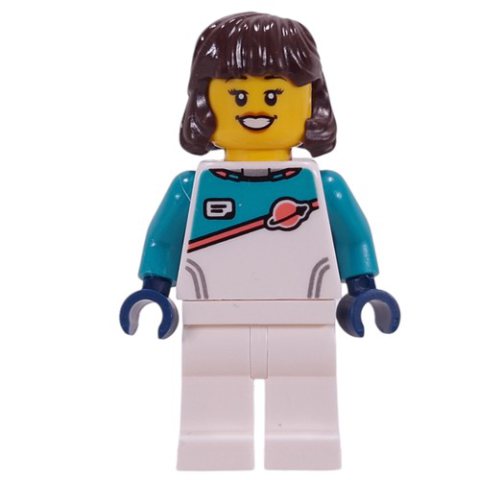 Minifigurka LEGO Astronaut, White/Dark Turquoise Spacesuit, Dark Brown Hair