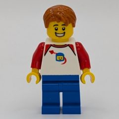 Minifigurka LEGO White Torso with Classic Space Fig, Blue Legs, Dark Orange Hair
