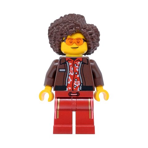 Minifigurka LEGO Dark Brown Torso, Dark Red Legs, Dark Brown Hair