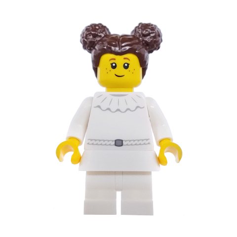 Minifigurka LEGO Ballerina, White Outfit, Medium Legs, Dark Brown Hair
