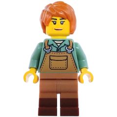 Minifigurka LEGO Painter, Sand Green Torso, Medium Nougat Apron, Dark Orange Hair