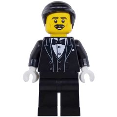 Minifigurka LEGO Waiter, Black Suit, Black Hair
