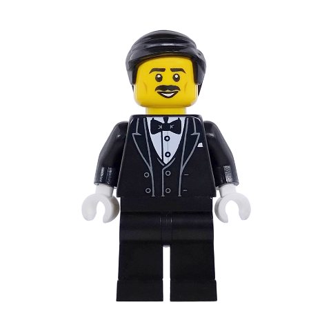 Minifigurka LEGO Waiter, Black Suit, Black Hair