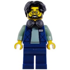 Minifigurka LEGO Photographer, Dark Blue Jacket, Legs, Black Hair, Headphones