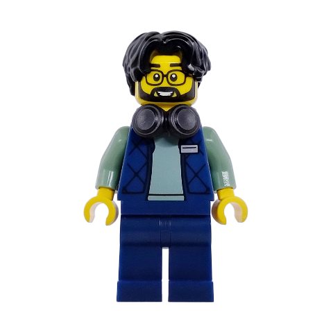 Minifigurka LEGO Photographer, Dark Blue Jacket, Legs, Black Hair, Headphones