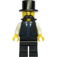 Minifigurka LEGO Carriage Driver, Black Suit, Top Hat, Moustache