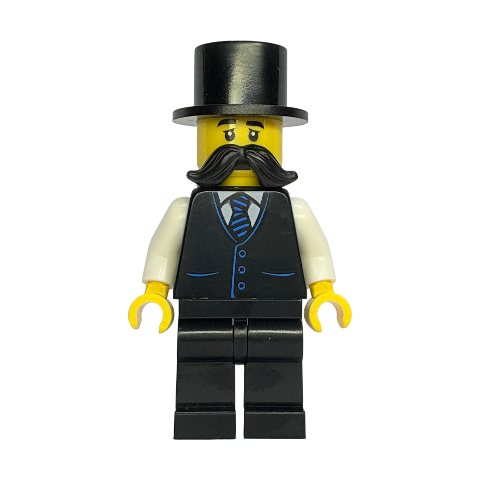 Minifigurka LEGO Carriage Driver, Black Suit, Top Hat, Moustache