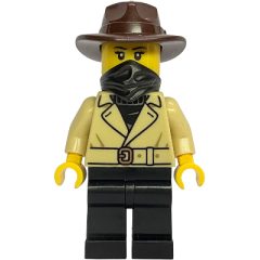 Minifigurka LEGO Bandit, Tan Coat, Black Legs, Fedora, Mask