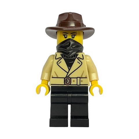 Minifigurka LEGO Bandit, Tan Coat, Black Legs, Fedora, Mask