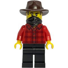 Minifigurka LEGO Bandit, Red Shirt, Black legs, Fedora, Mask