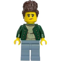 Minifigurka LEGO Dark Green Torso, Sand Blue Legs, Dark Brown Hair