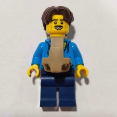 Minifigurka LEGO Dad, Dark Azure Torso, Dark Blue Legs, Dark Brown Hair, Baby Carrier