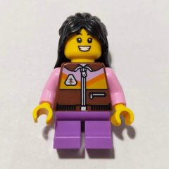 Minifigurka LEGO Kid, Reddish Brown Torso, Medium Lavender Legs, Black Hair