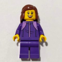 Minifigurka LEGO Hiker, Dark Purple Tracksuit, Reddish Brown Hair