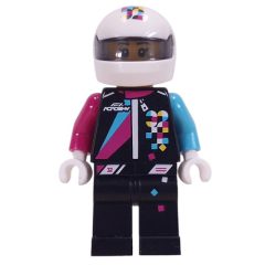 Minifigurka LEGO F1 ACADEMY Driver, Black Suit, White Helmet
