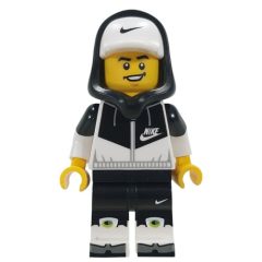 Minifigurka LEGO Black/White Nike Outfit, Hood with Cap