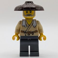 Minifigurka LEGO Tan Robes, Dark Bluish Grey Legs, Dark Brown Hat
