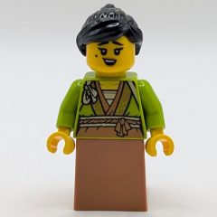 Minifigurka LEGO Lime Robes, Medium Nougat Dress, Black Hair