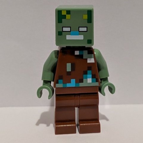 Minifigurka LEGO Zombie, Sand Green Head (Drowned)