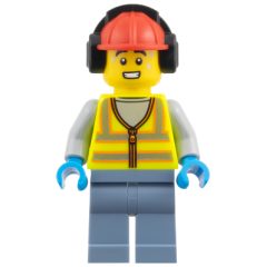 Minifigurka LEGO Airport Crew, Vibrant Yellow Safety Vest, Red Hard Hat