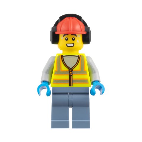 Minifigurka LEGO Airport Crew, Vibrant Yellow Safety Vest, Red Hard Hat