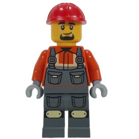 Minifigurka LEGO Construction Worker, Dark Bluish Gray Overalls