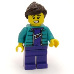 Minifigurka LEGO Woman, Dark Turquoise Jacket, Dark Purple Legs