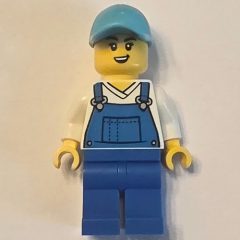 Minifigurka LEGO Car Wash Worker, Blue Overalls, Medium Azure Cap