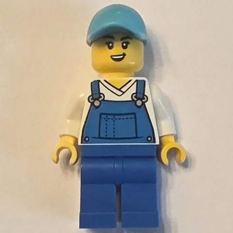 Minifigurka LEGO Car Wash Worker, Blue Overalls, Medium Azure Cap