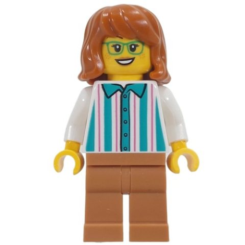 Minifigurka LEGO Ice Cream Server, White Shirt, Medium Nougat Legs, Dark Orange Hair