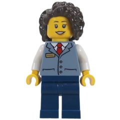 Minifigurka LEGO Street Car Conductor, Sand Blue Vest, Dark Blue Legs, Dark Brown Hair