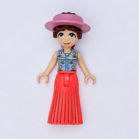 Minifigurka LEGO Paisley, Bright Light Blue Top, Coral Dress, Visor