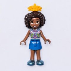 Minifigurka LEGO Aliya, Sand Blue Top, Blue Shorts. Flowers