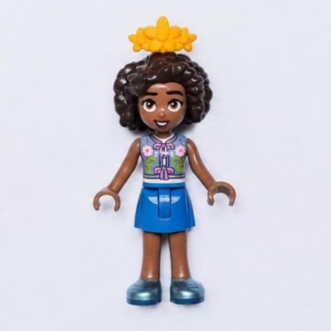 Minifigurka LEGO Aliya, Sand Blue Top, Blue Shorts. Flowers