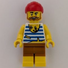 Minifigurka LEGO Pirate, White Vest, Medium Nougat Shorts, Red Bandana