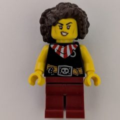 Minifigurka LEGO Pirate, Black Vest, Dark Red Legs, Dark Brown Hair