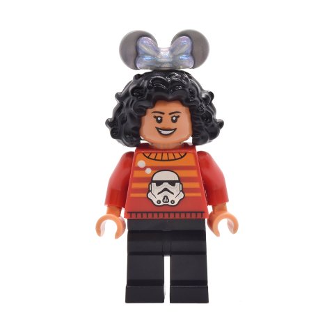 Minifigurka LEGO Park Guest, Red Torso, Black Legs, Black Hair
