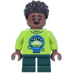 Minifigurka LEGO Park Guest, Child, Lime Torso, Dark Green Legs, Dark Brown Hair