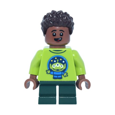 Minifigurka LEGO Park Guest, Child, Lime Torso, Dark Green Legs, Dark Brown Hair