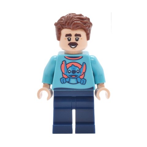 Minifigurka LEGO Park Guest, Medium Azure Torso, Dark Blue Legs, Reddish Brown Hair