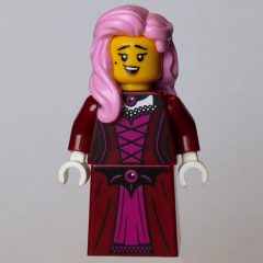 Minifigurka LEGO Lady, Dark Red Dress, Bright Pink Hair