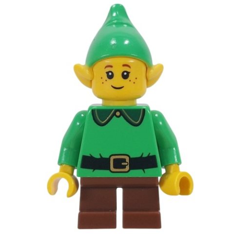 Minifigurka LEGO Elf - Bright Green Torso, Reddish Brown Legs